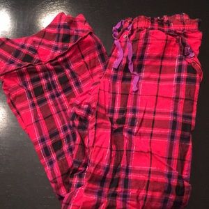 Plaid pajama pants.